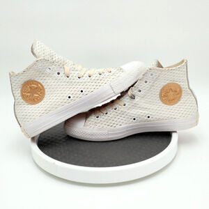 Converse Chuck Taylor All Star White Leather High Top Shoes Womens 9 Mens 7